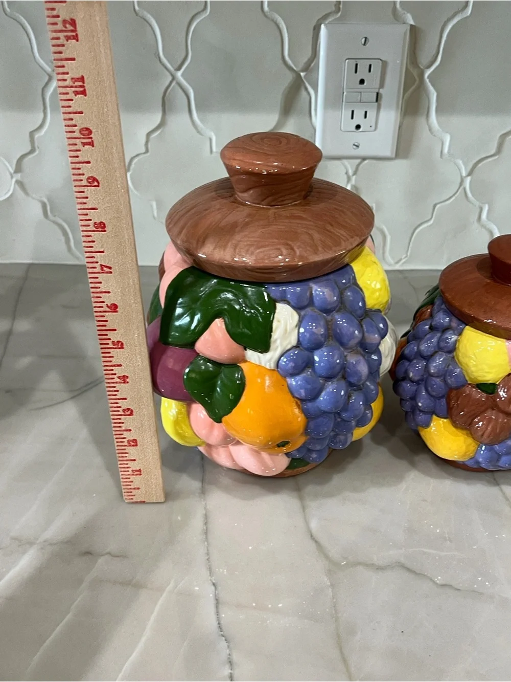 Vintage Colorful Ceramic Fruit Canister Set - Multicolor